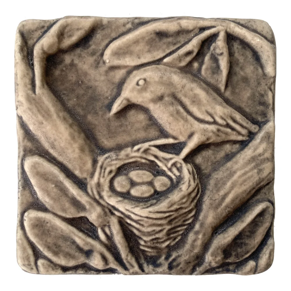 Hand-Sculpted Porcelain Bird Tiles: Artful Gifts & Tile